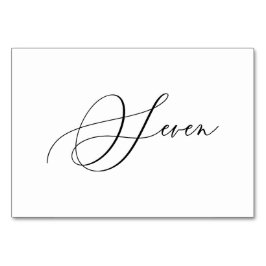 Tarjeta De Mesa PixDezines Elegante Caligrafía Romántica Siete 7