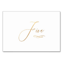 Tarjeta De Mesa PixDezines Falso Oro Caligrafía Romántica Cinco 5