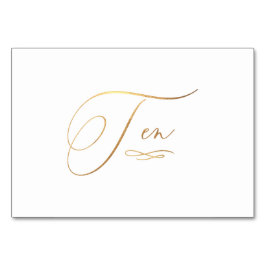 Tarjeta De Mesa PixDezines Falso Oro Caligrafía Romántica Diez 10