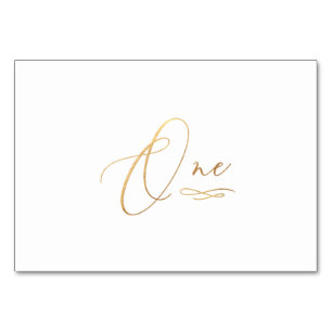 Tarjeta De Mesa PixDezines Falso Oro Caligrafía Romántica Uno 1