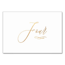 Tarjeta De Mesa PixDezines Falso Oro Romántico Caligrafía Cuatro 4