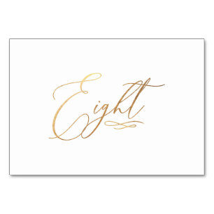 Tarjeta De Mesa PixDezines Falso Oro Romántico Caligrafía Ocho 8