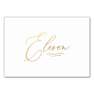 Tarjeta De Mesa PixDezines Falso Oro Romántico Caligrafía Once