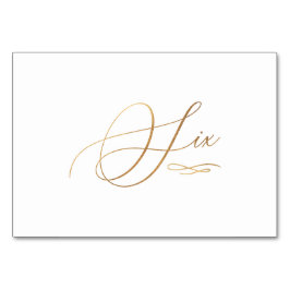 Tarjeta De Mesa PixDezines Falso Oro Romántico Caligrafía Seis 6