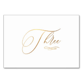 Tarjeta De Mesa PixDezines Falso Oro Romántico Caligrafía Tres 3