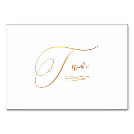 Tarjeta De Mesa PixDezines Faux Gold Caligrafía romántica 2