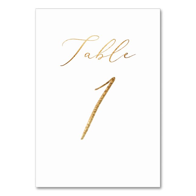 Tarjeta De Mesa PixDezines Faux Gold Elegant Caligrafía No 1+ (Anverso)