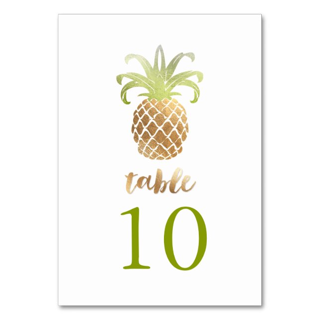 Tarjeta De Mesa PixDezines Faux Gold Pineapples/tarjetas de mesa (Anverso)