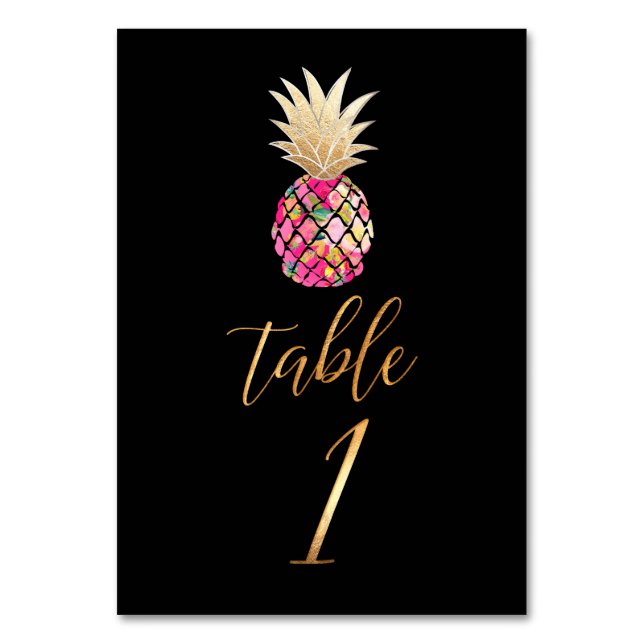 Tarjeta De Mesa PixDezines Faux Gold Pineapples/tarjetas de mesa (Reverso)