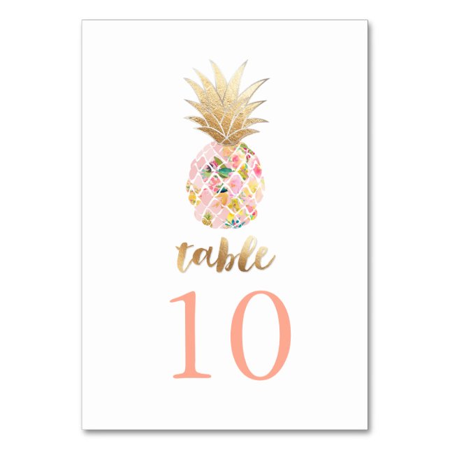 Tarjeta De Mesa PixDezines Faux Gold Pineapples/tarjetas de mesa (Reverso)