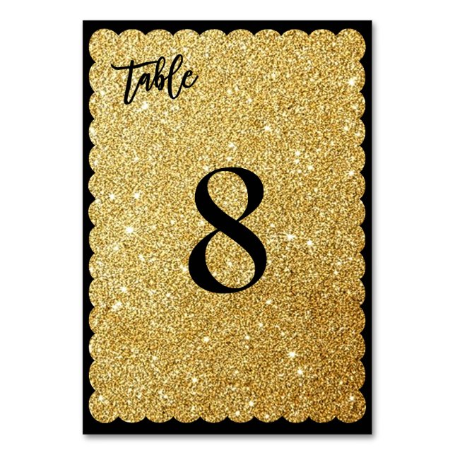 Tarjeta De Mesa PixDezines Faux Gold/Purpurina/No de tabla (Reverso)