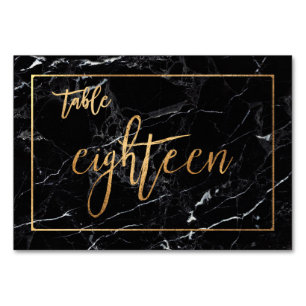 Tarjeta De Mesa PixDezines Faux Gold/Tabla No1-18/Mármol Negro