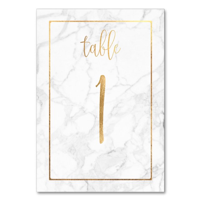 Tarjeta De Mesa PixDezines Faux Gold/Table no 1+/Marble (Anverso)