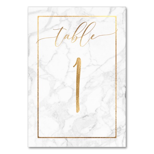 Tarjeta De Mesa PixDezines Faux Gold/Table no 1+/Marble (Anverso)