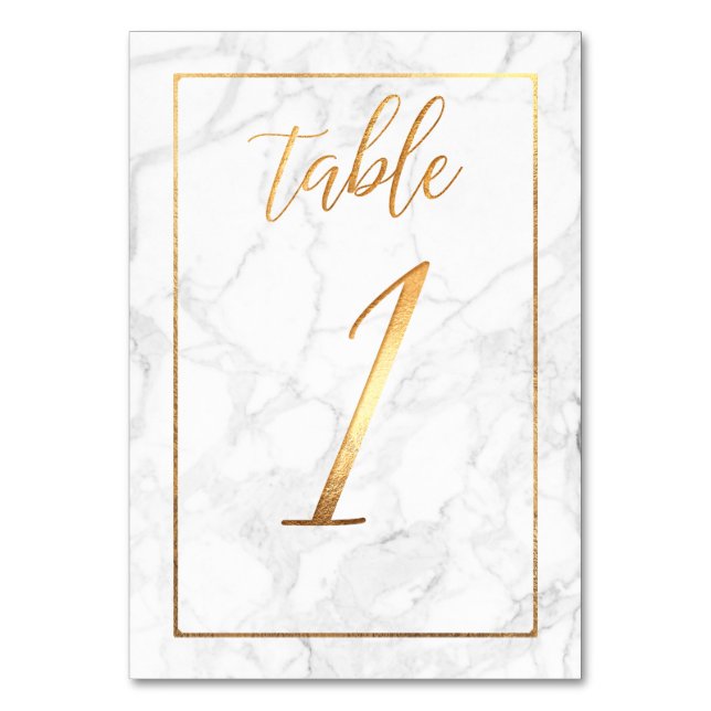 Tarjeta De Mesa PixDezines Faux Gold/Table no 1+/Marble (Anverso)