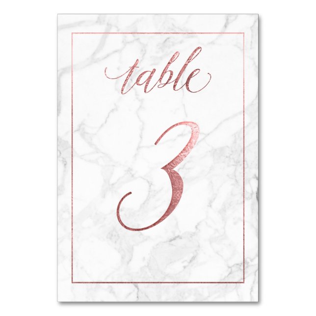 Tarjeta De Mesa PixDezines Faux Rosa Gold/Table no 1+/Marble (Anverso)