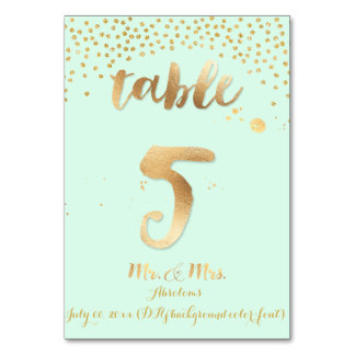 Tarjeta De Mesa PixDezines mesa 5/brillo dorado/DIY color/mint