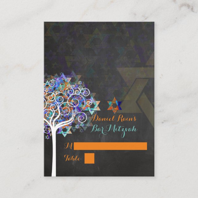 Tarjeta De Mesa PixDezines mitzvah pénticos/árbol de la vida (Anverso)