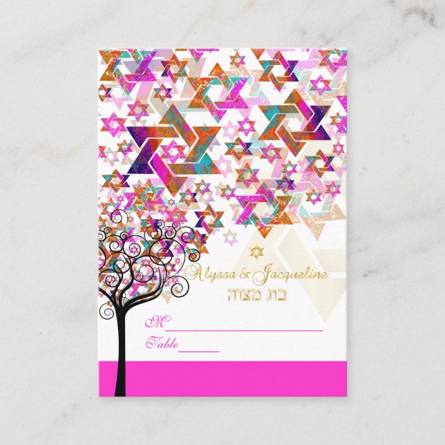 Tarjeta De Mesa PixDezines Mitzvah Place Cards/Árbol de vida (Anverso)