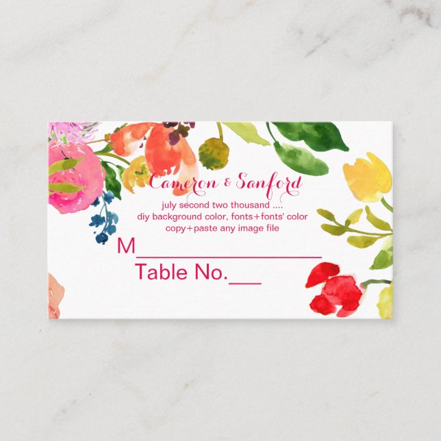 Tarjeta De Mesa PixDezines ranunculus/acuarela/floral/tarjeta de l (Anverso)