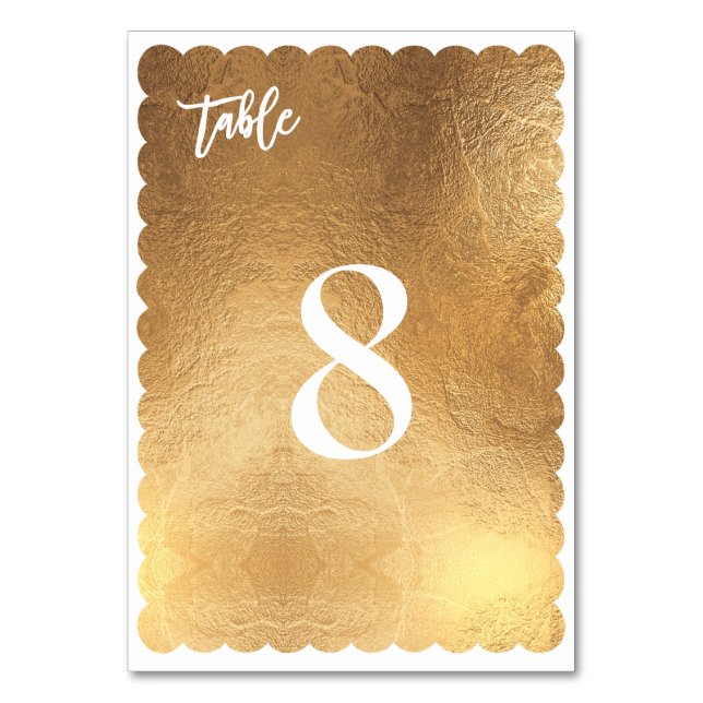 Tarjeta De Mesa PixDezines Scallop Faux Gold/Antique/Tabla No. (Anverso)