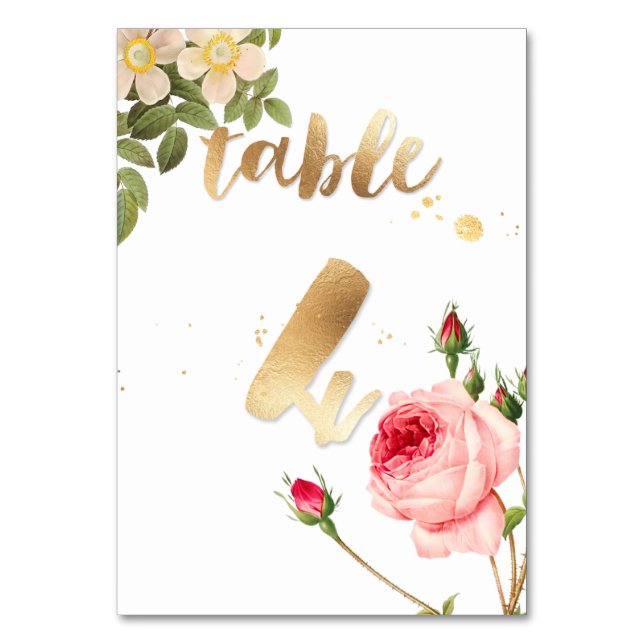 Tarjeta De Mesa PixDezines Tabla 4/Rosas/Redoute (Anverso)