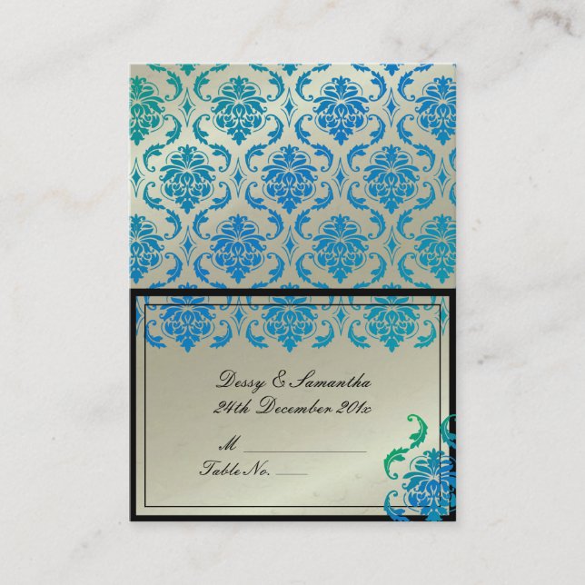 Tarjeta De Mesa PixDezines Vendome Damask Tent Place Card (Chubby) (Anverso)