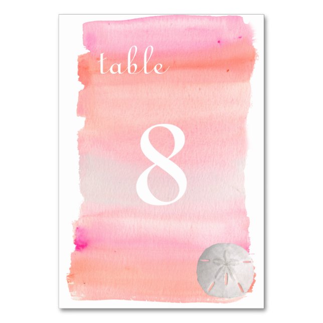 Tarjeta De Mesa PixDezines Watercolor /Beach Table No. (Anverso)