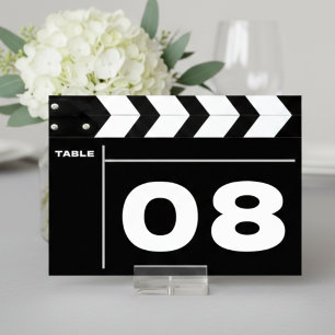 Tarjeta De Mesa Pizarra de Claqueta de Boda de Película