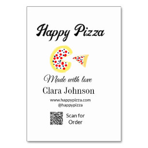 Tarjeta De Mesa Pizza restaurante cafetería pizzería escaneo QR or