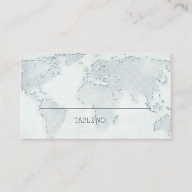 Tarjeta De Mesa Placas de Boda del mapa mundial de acuarelas (Anverso)