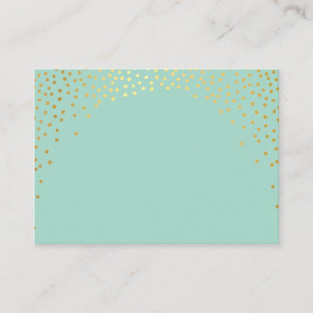 Tarjeta De Mesa PLACE CARDS mini spot confetti oro menta (Anverso)