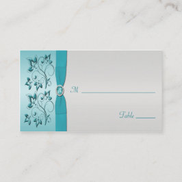 Tarjeta De Mesa Placecards Aqua y Silver