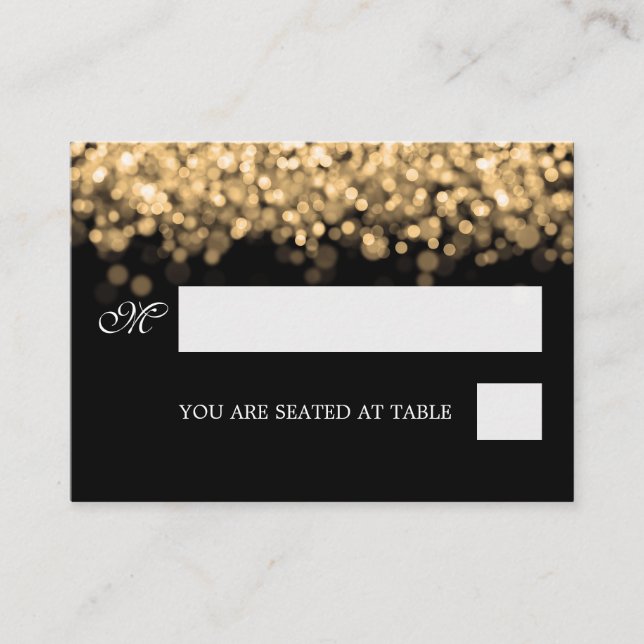 Tarjeta De Mesa Placecards boda Luces de oro (Anverso)