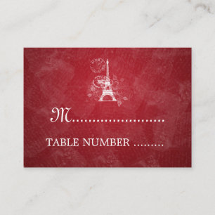 Tarjeta De Mesa Placecards boda Romántico París Rojo