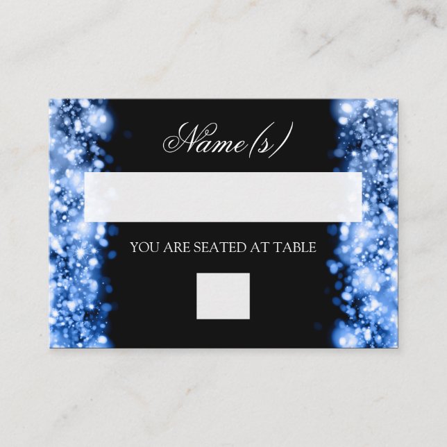 Tarjeta De Mesa Placecards bodas Luces Esparkling Azul zafiro (Anverso)