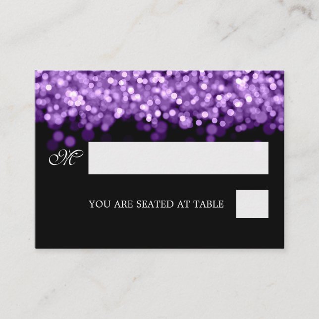 Tarjeta De Mesa Placecards bodas Luces púrpuras (Anverso)