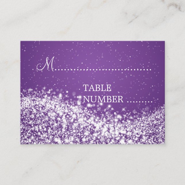 Tarjeta De Mesa Placecards bodas Sparkling Wave Purple (Anverso)