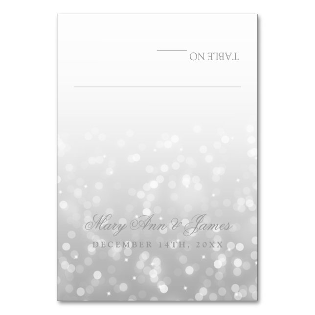 Tarjeta De Mesa Placecards de carpas bodas Brokek Silver Sparkle L (Anverso)