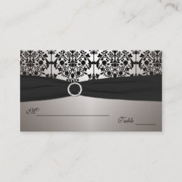 Tarjeta De Mesa Placecards de damasco gris y negro