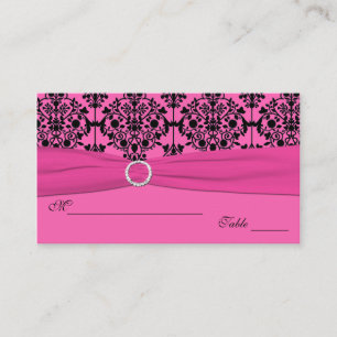 Tarjeta De Mesa Placecards de damasco rosado y negro