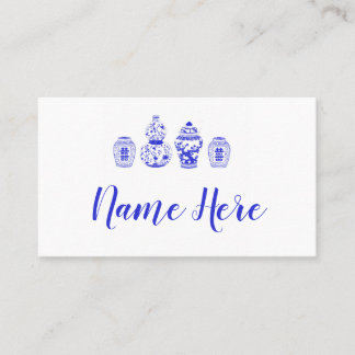 Tarjeta De Mesa Placecards de Jar de jengibre azul y blanco person