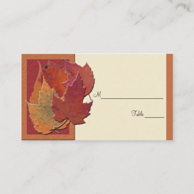 Tarjeta De Mesa Placecards de las hojas de otoño II (Anverso)