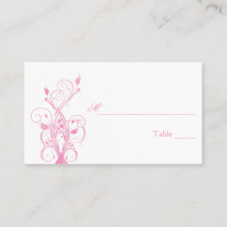 Tarjeta De Mesa Placecards florales de color rosa y blanco