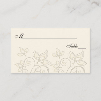Tarjeta De Mesa Placecards florales de marfil y negro