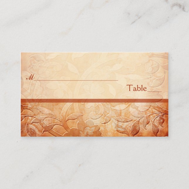 Tarjeta De Mesa Placecards florales de naranja y marfil (Anverso)