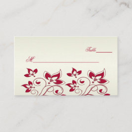 Tarjeta De Mesa Placecards florales rojos y marfileños