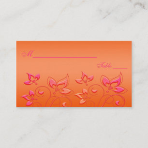 Tarjeta De Mesa Placecards florales rosados y Naranjas
