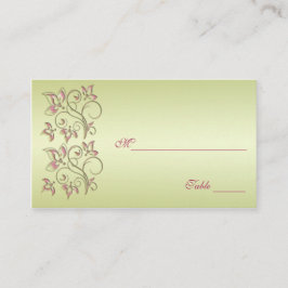 Tarjeta De Mesa Placecards florales rosas y verdes