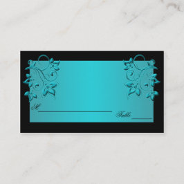 Tarjeta De Mesa Placecards florales verde azulados y negros